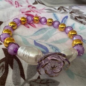 Elegant Purple and Gold Beaded Bracelet